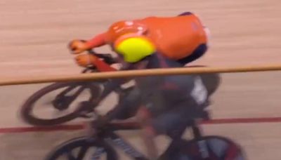 Team GB star suffers horror crash in men's madison as Dutch star 'headbutts him'