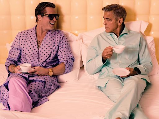 Brad Pitt & George Clooney do their best Morecambe & Wise impression in bed