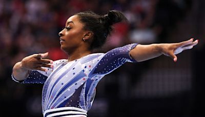 Simone Biles sits in first place of all-around competition at US Olympic Gymnastics Trials