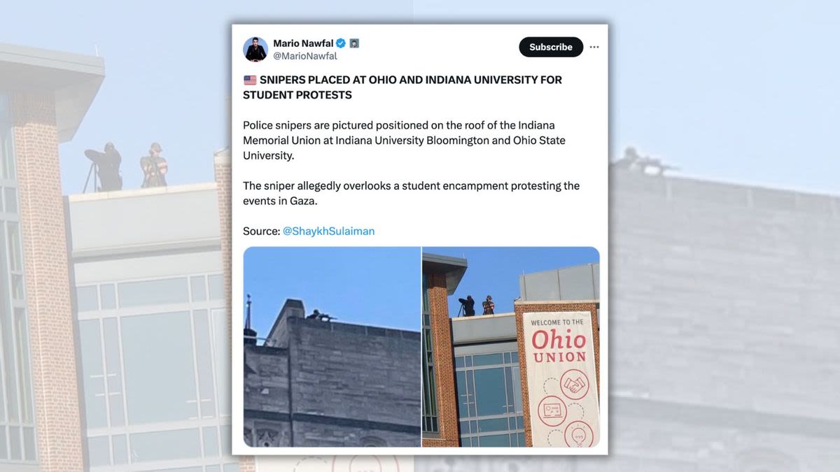 Snipers Were Allegedly Spotted at Ohio State University and Indiana University During Gaza Protests. Here's What We Found