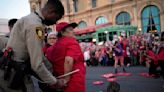 Dozens of union workers arrested on Las Vegas Strip for blocking traffic as thousands rally