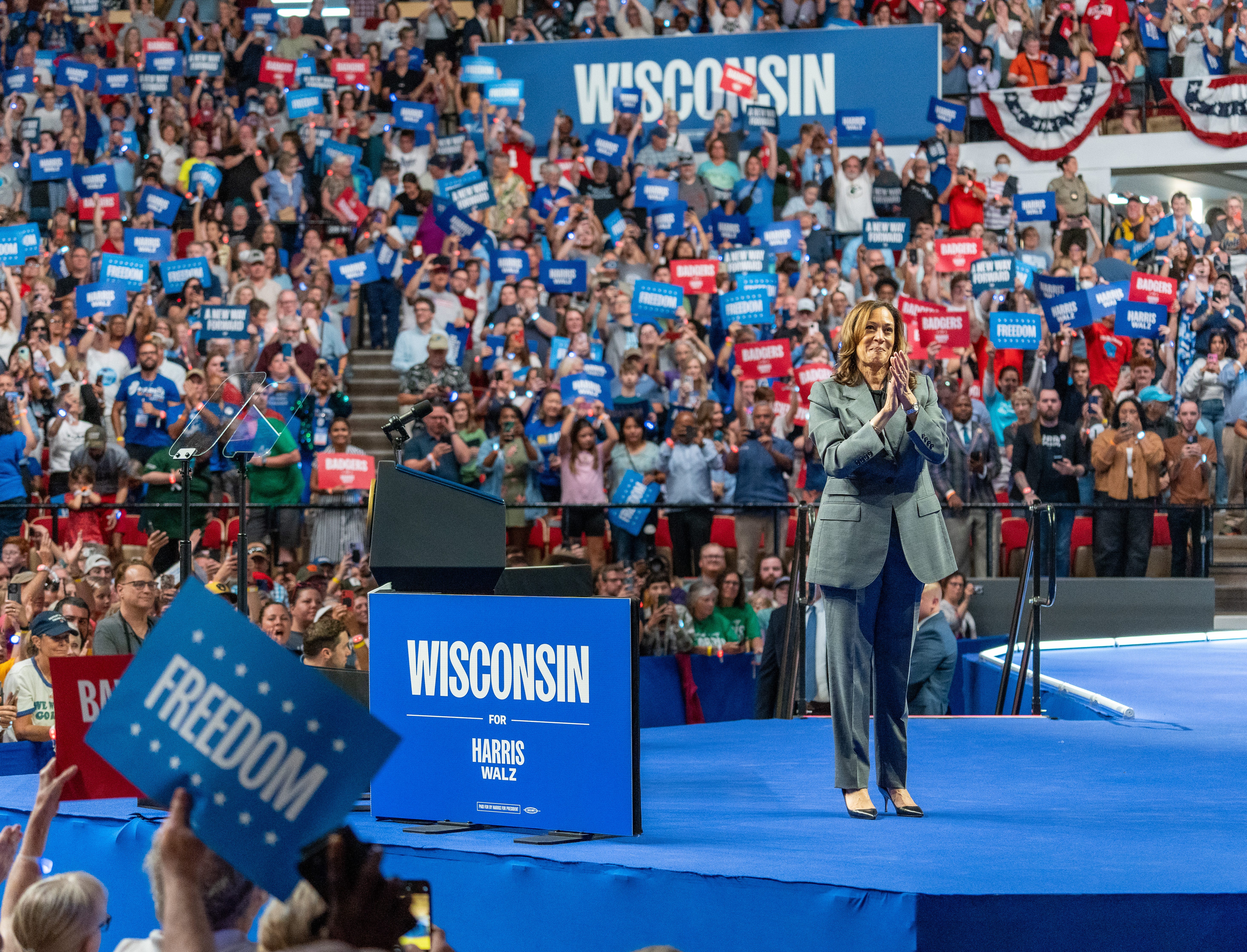 Kamala Harris rally in Wisconsin, highlights from campaign event at Madison's Alliant Energy Center: Recap