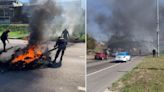 Ônibus é incendiado na Avenida Brasil, altura de Realengo; tráfego ficou interditado nos dois sentidos