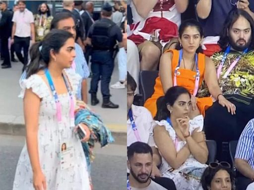 Isha Ambani stuns in elegant white floral dress at 2024 Paris Olympics | - Times of India