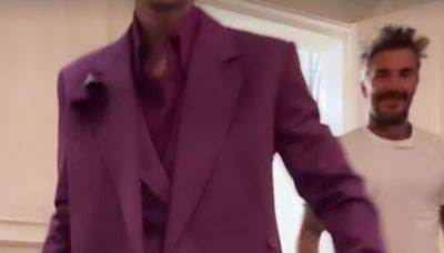 Cruz Beckham copies his father again by wearing the famous purple suit