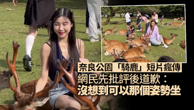 奈良公園「騎鹿」短片瘋傳 網民先批評後道歉：沒想到可以那個姿勢坐