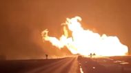 Sky glows orange after Lithuania pipeline blast