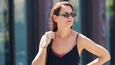 Katie Holmes Layers a Slouchy Slipdress Over a Tank for a Lazy-Chic Look