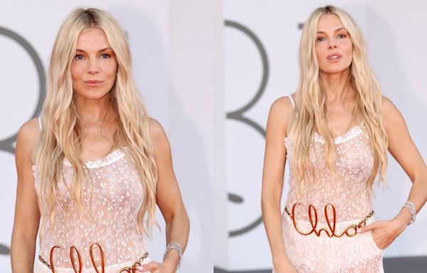 Sienna Miller Goes Sheer in Lace Chloé Jumpsuit at Venice Film Festival 2024 Closing Ceremony