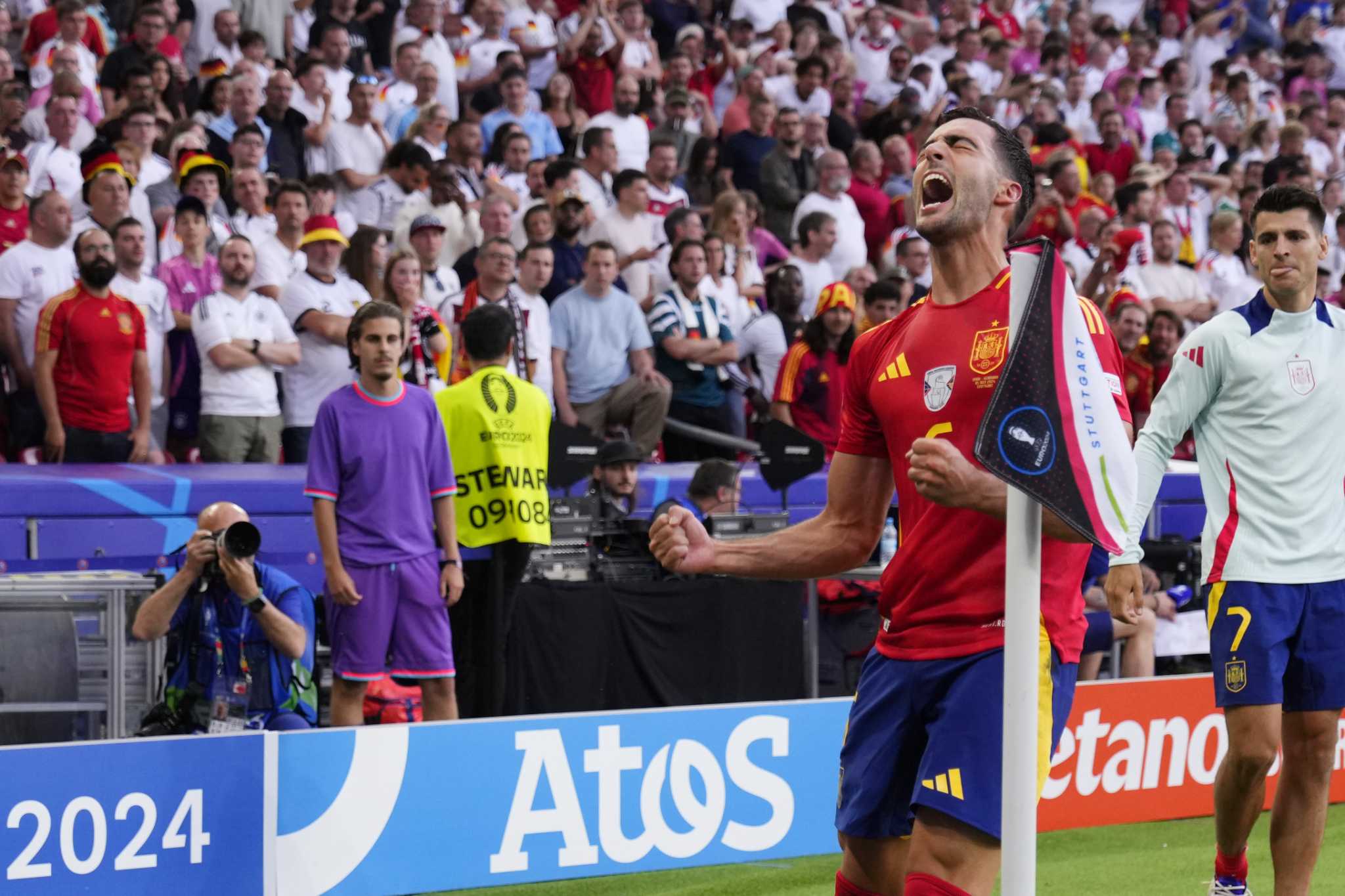 Like father, like son. Mikel Merino emulates dad's goal celebration at same stadium at Euro 2024