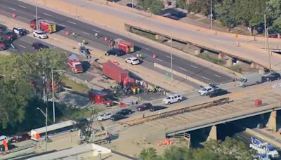 Edens Expressway reopens after multi-vehicle crash, oil spill