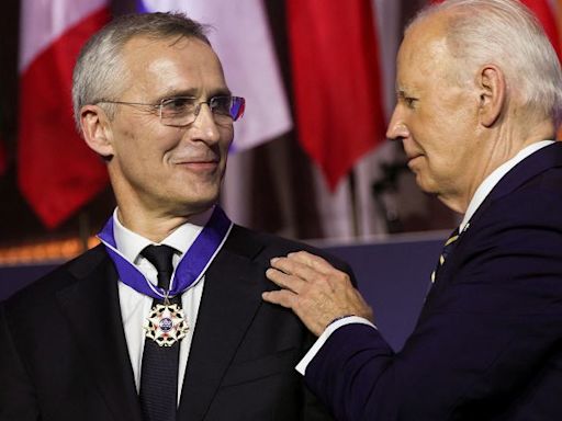 Biden surprises NATO Secretary General Jens Stoltenberg with the Presidential Medal of Freedom