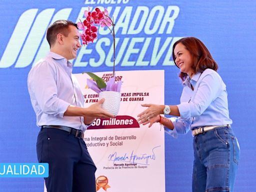 Daniel Noboa entregó garantía soberana a Marcela Aguiñaga para obras en Guayas