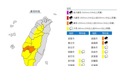 注意雷擊！桃園等12縣市豪、大雨特報