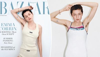 Emma Corrin divides social media by showing off armpit hair on Harper’s Bazaar cover