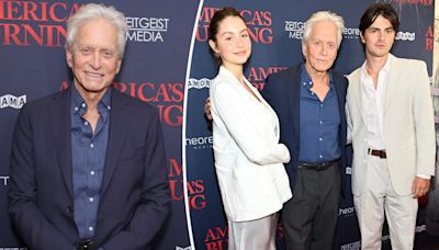 Michael Douglas makes rare red carpet appearance with daughter Carys, son Dylan