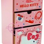 ♥小公主日本精品♥ KITTY HELLO 45週年木製 粉紅色 收納櫃 收納盒 置物盒 直式三層抽 桌上辦公皆宜~7