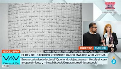 Esta es la carta que Cesar Román, el Rey del Cachopo, envió desde la cárcel sobre el asesinato de Heidi Paz