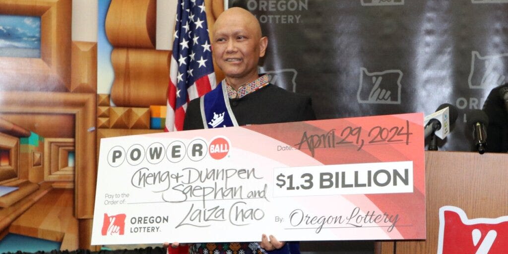 The cancer-stricken winner of the $1.3 billion Powerball jackpot in Oregon will get a $422 million lump-sum after taxes and says he'll keep playing the lottery