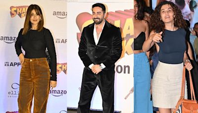 Sharmajee Ki Beti screening: Ayushmann Khurrana arrives looking dapper; Sonali Bendre turns heads