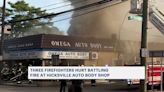 3 firefighters suffer minor injuries battling fire at Hicksville auto body shop