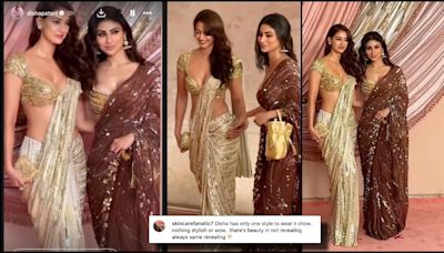 'Inappropriate sari styling for sangeet': Disha Patani, Mouni Roy walk hand-in-hand as they pose for paps; trolled for their sartorial choices