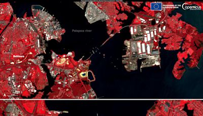 Baltimore bridge collapse aftermath revealed in satellite image