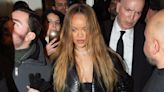 Rihanna Sports a Bra and Leather Pants Under Her Snakeskin Trench Coat in Paris