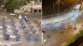有片／西班牙度假小島遇「氣象海嘯」 水流猛灌上岸遊客狂逃竄