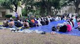 Palestinian UT students gather for a Friday prayer service