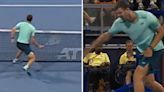 Furious tennis star breaks rarely-seen rule & throws racquet in rage