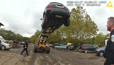 Catalytic Converter Thief Trapped By Forklift