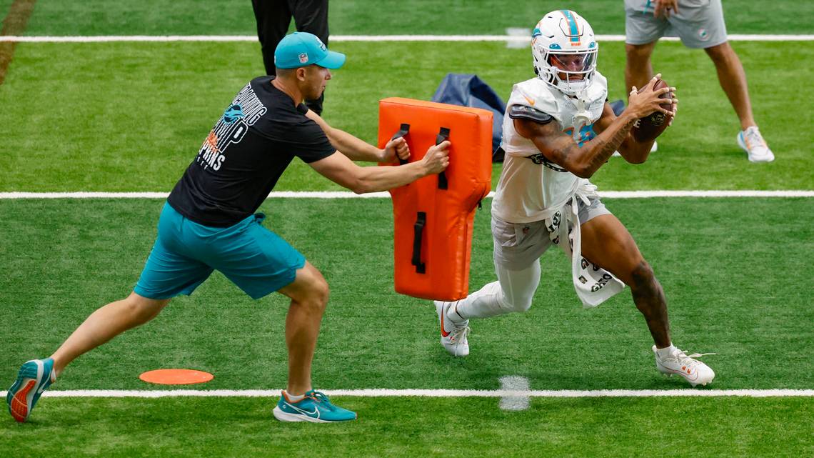 Wide receiver Erik Ezukanma fights his way back into mix for Dolphins after neck injury