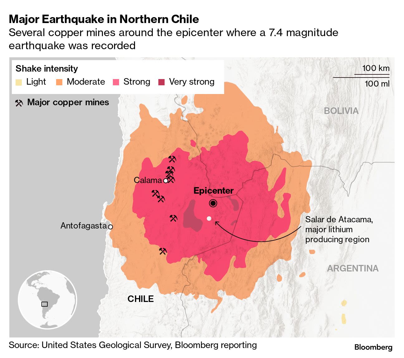 Earthquake Hits Northern Chile Near Copper, Lithium Mines (2）