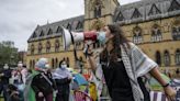 Watch: Israeli flag ripped from hands of Jewish student at Cambridge pro-Palestine protest