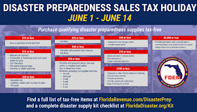 Florida's Disaster Preparedness Sales Tax Holiday: Here's what you can get tax-free