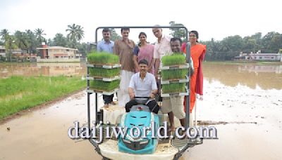 Bantwal: MLA Rajesh Naik inaugurates mechanised paddy transplantation in Polali