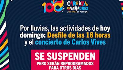 Suspenden concierto de Carlos Vives y actividades del Carnaval de Veracruz por fuertes lluvias | El Universal