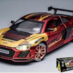 「車苑模型」 建元 1:24 Audi 奧迪 R8 鋼鐵人 聲光 迴力 跑車