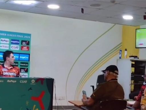 Pat Cummins distracted by MS Dhoni's six-hitting during IPL 2024 Final press conference, video goes viral
