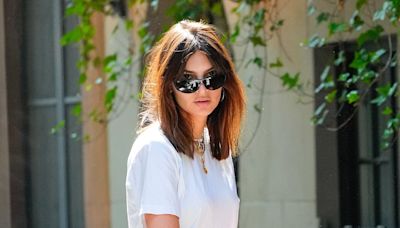 Emily Ratajkowski bares her legs in white shorts as she leaves NYC