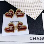 【二手】 CHANEl專櫃最新款同步上新香奈兒 新款愛心紅瑪瑙珍珠 耳環大