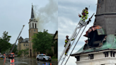 Catholic church in downtown Madison catches fire following storms