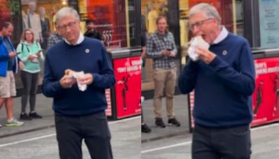 Bill Gates spotted eating hot dog in Times Square, internet calls it ‘billion-dollar hot dog’