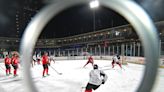 Charlotte Checkers practice at Truist Field ahead of Queen City Outdoor Classic