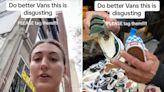 After a woman called Vans 'disgusting' for slashing and trashing seemingly unworn shoes on the street, the company said it's 'revisiting' recycling protocols