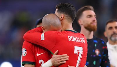 Cristiano Ronaldo consoles an emotional Pepe after Portugal's defeat