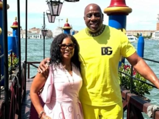 Magic Johnson sports Dolce & Gabbana outfit in Venice with wife Cookie