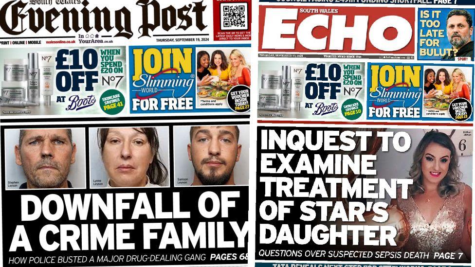 Wales' papers: Crime family downfall and sepsis death