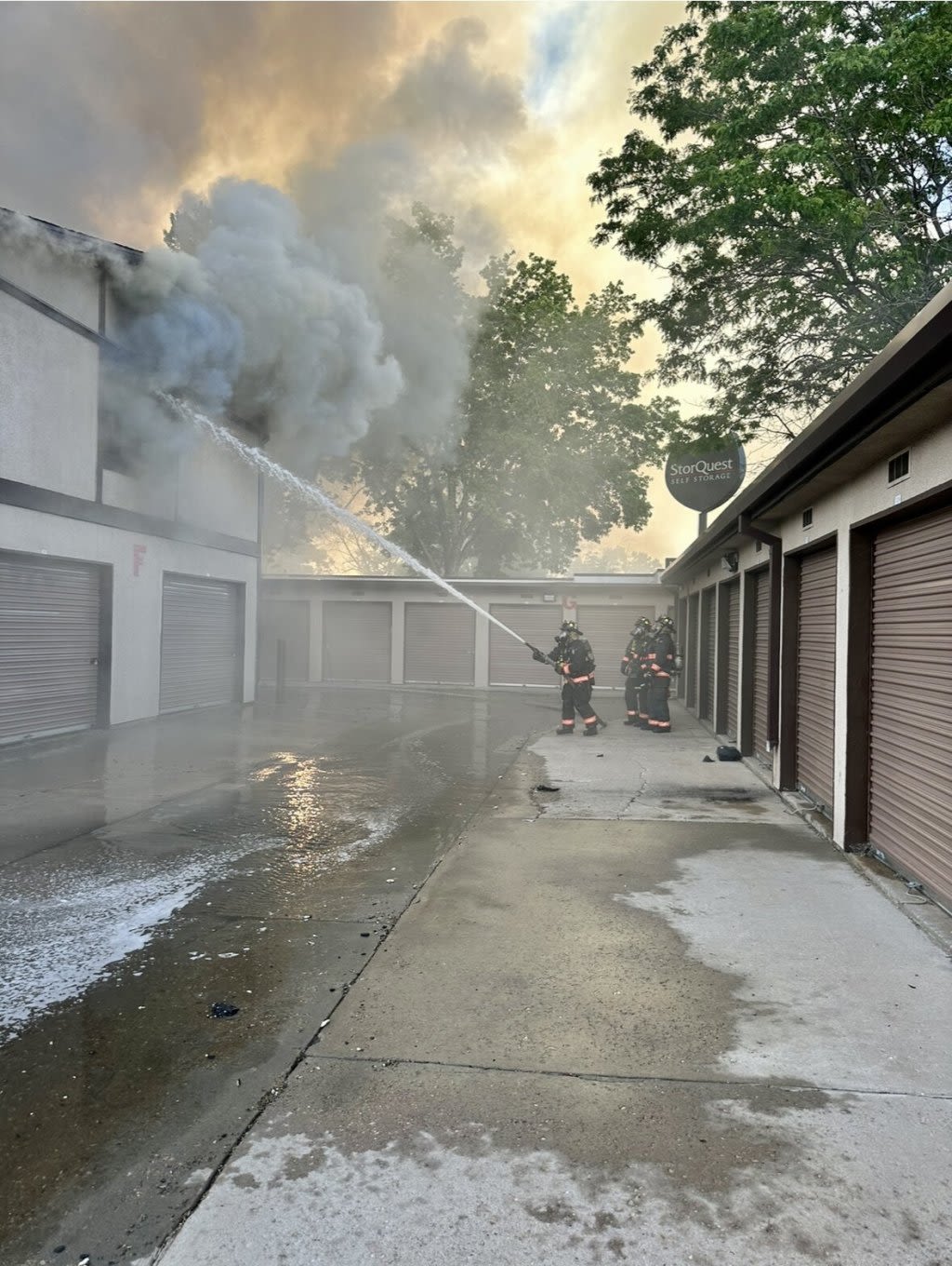 Arvada crews battle storage unit fire burning along I-70, smoke blinds morning commuters